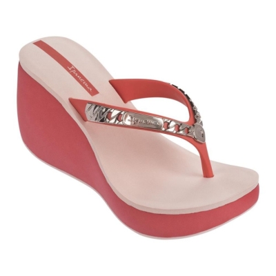 Rose Silver Ipanema Lipstick Chains Women's Flip Flops | CA-063158A