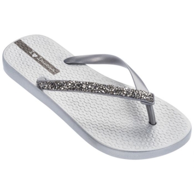 Silver Ipanema Glam Special Crystal Women's Flip Flops | CA-146893B