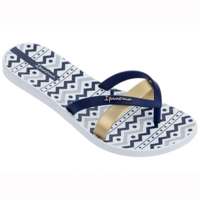 White Blue Gold Ipanema Kirei Silk III Women's Flip Flops | CA-291840N