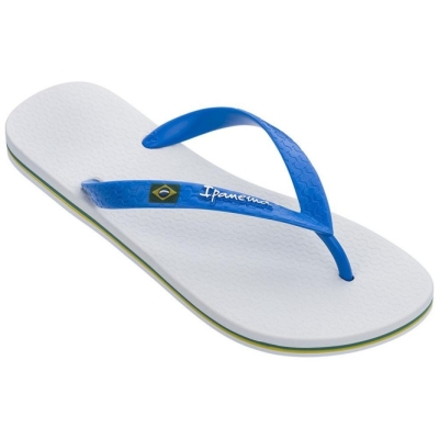 White Blue Ipanema Brasil Classic II Ad Men's Flip Flops | CA-693420K