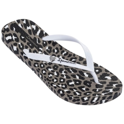 White Ipanema Animal Print Women's Flip Flops | CA-043976W