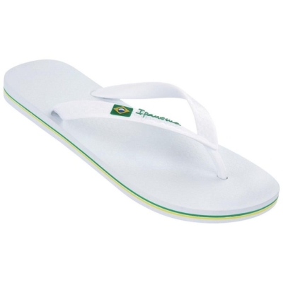 White Ipanema Classic Brazil II Men's Flip Flops | CA-951278Q