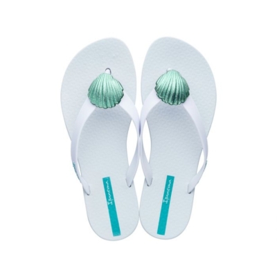 White Ipanema Wave Ocean Women's Flip Flops | CA-461907E