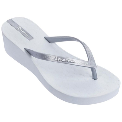 White Silver Ipanema Daisy Wedge Women's Flip Flops | CA-238654Q