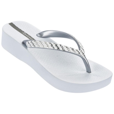 White Silver Ipanema Mesh Plat Women's Flip Flops | CA-472905C