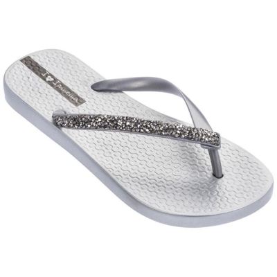 White Silver Ipanema Pebble Women's Flip Flops | CA-680751M