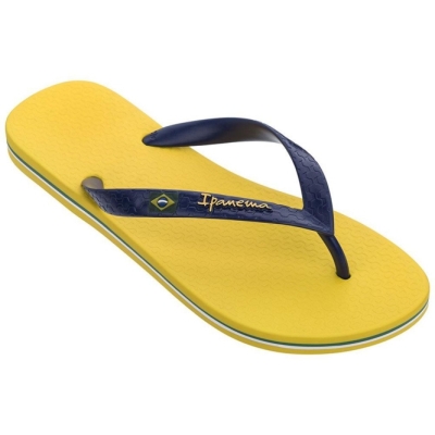 Yellow Blue Ipanema Brasil Classic II Ad Men's Flip Flops | CA-358914W