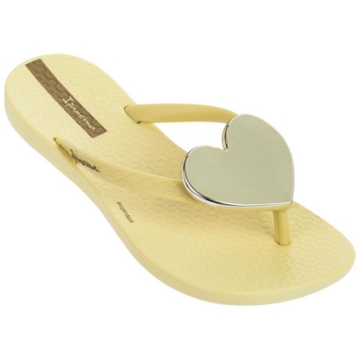 Yellow Ipanema Wave Heart Kids' Flip Flops | CA-156420O