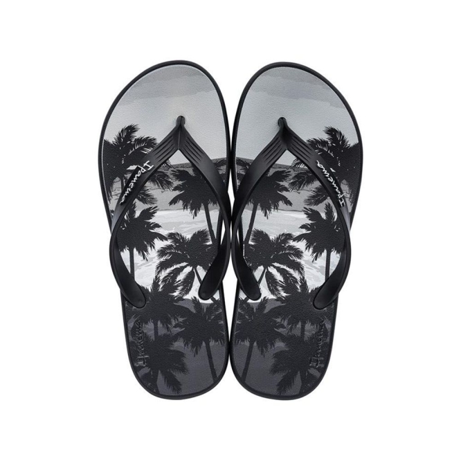 Black Grey Ipanema 10 Palm Men\'s Flip Flops | CA-207436O