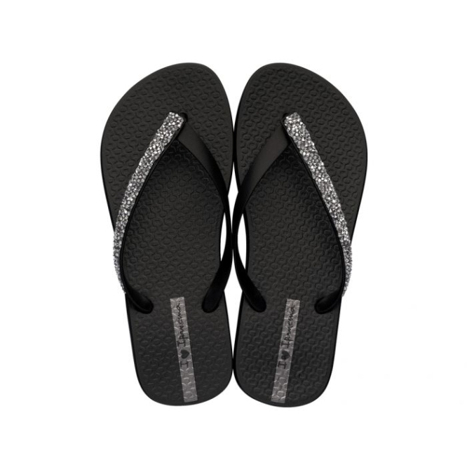 Black Ipanema Glam Special Crystal Women\'s Flip Flops | CA-342109Z