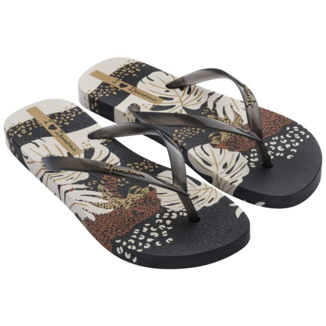 Black Ipanema I Love Sun Print Women\'s Flip Flops | CA-683257A