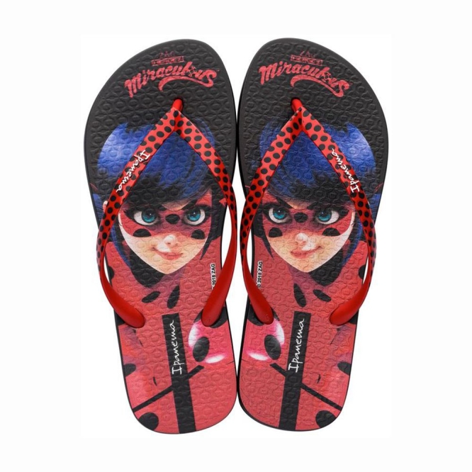 Black Red Ipanema Ladybug Women\'s Flip Flops | CA-486752Y