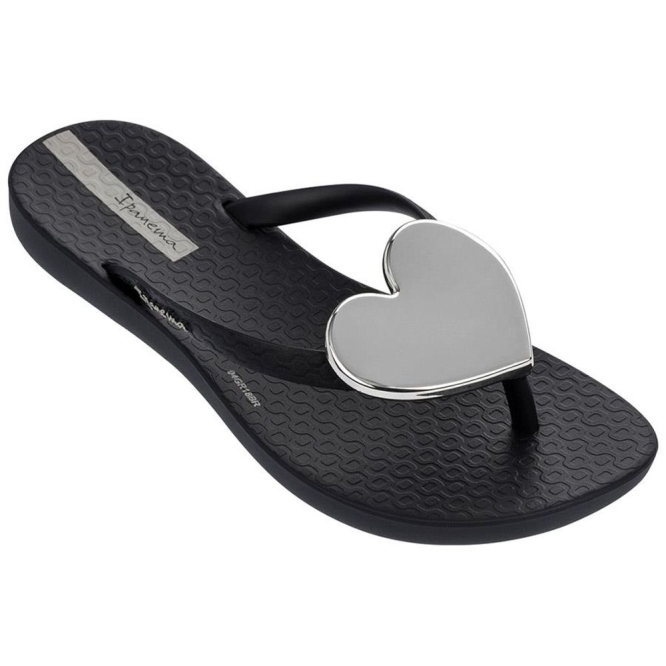 Black Silver Ipanema Wave Heart Kids\' Flip Flops | CA-062573O