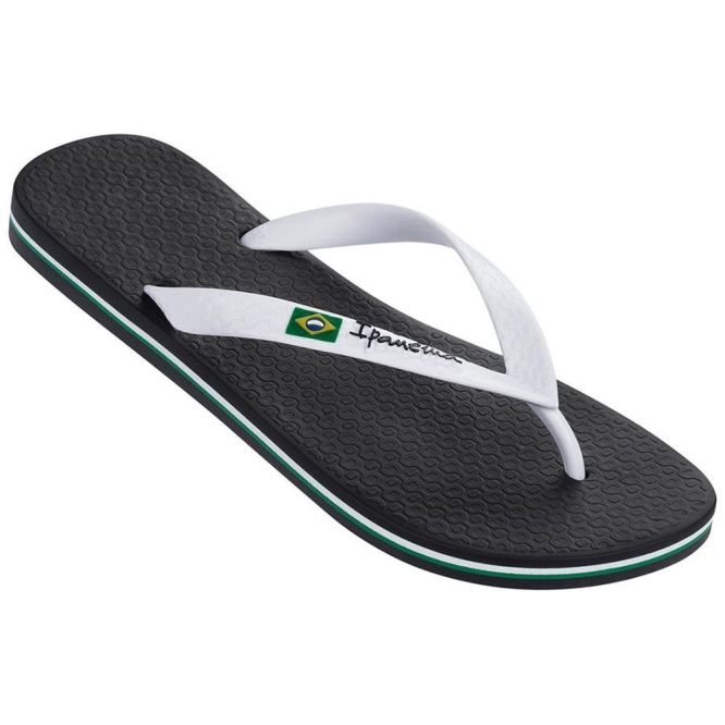 Black White Ipanema Classic Brazil II Men\'s Flip Flops | CA-071852U