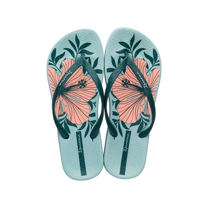 Green Ipanema Ana Hibiscus Women\'s Flip Flops | CA-406139S