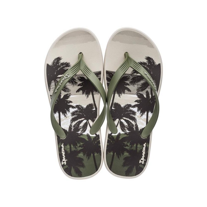 Ivory Green Ipanema 10 Palm Men\'s Flip Flops | CA-046958O