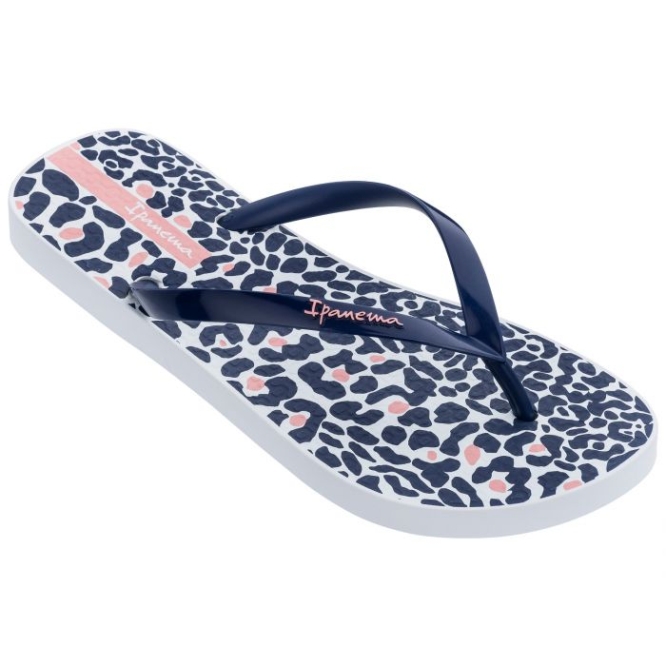 Navy Ipanema Animal Print Women\'s Flip Flops | CA-762051K