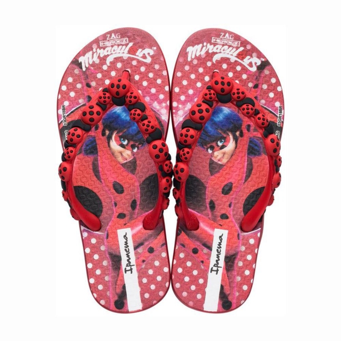 Red Black Ipanema Ladybug Kids\' Flip Flops | CA-891320F